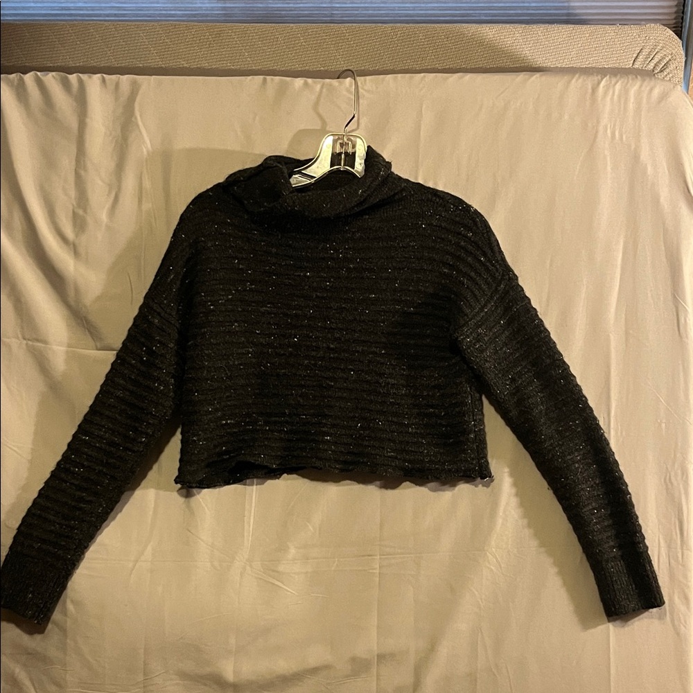 Madewell Black Sparkle Turtleneck Sweater